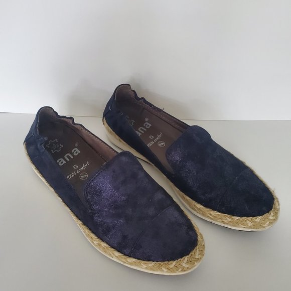 Women's Blue Suede Shoes Loafers Slip On Espadrilles Moccasins Deck Shoes Preppy - Picture 3 of 8